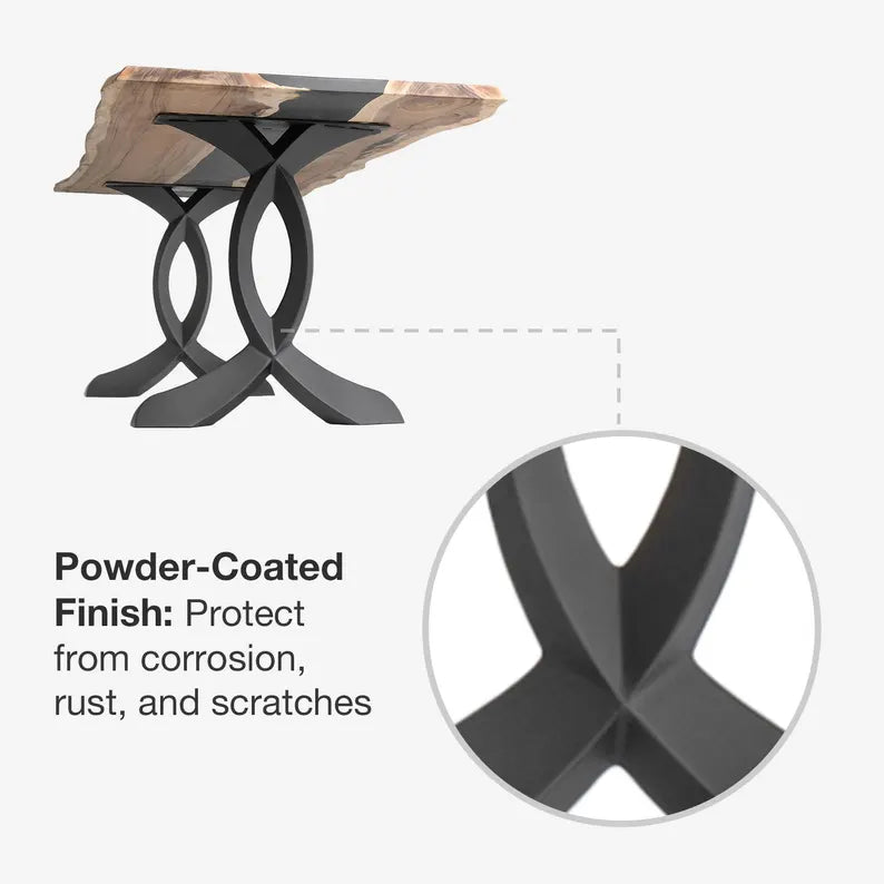 Table Legs, Dining Table Legs, Furniture Legs, Black Metal Legs 418 Curva 28"H, Set of 2 for Desk, Kitchen and Farmhouse Table - FLOWYLINE